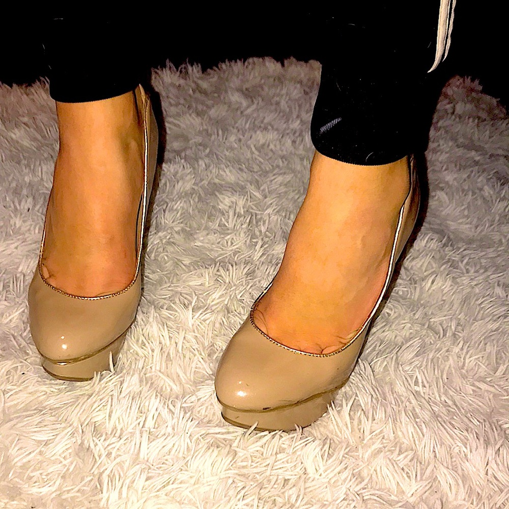Gold and tan JLO heels